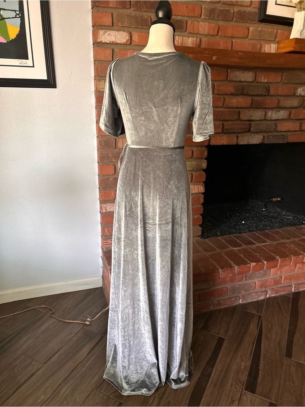 NWT Baltic Born Katelyn Velvet Maxi Wrap Dress in Dusty Blue Sz S - Picture 7 of 8